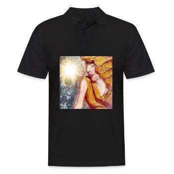 Frau in der Sonne - Männer Poloshirt - Schwarz - Vorne - Kai (181cm)