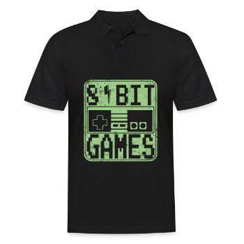 8 bit retro 80 er Gaming T-Shirt - Männer Poloshirt - Schwarz - Vorne - Kai (181cm)