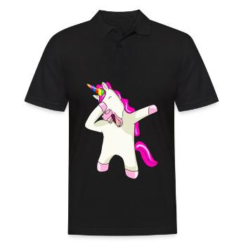 Einhorn Dab Dabbing Unicorn - Männer Poloshirt - Schwarz - Vorne - Kai (181cm)