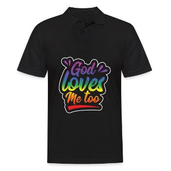 LGBT Gay Pride Lesbian God Loves Me Too - Men's Polo Shirt - black - Front - Kai (181cm)