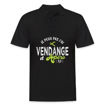 je peux pas j ai vendange Cadeau cool vigneron - Polo Homme - noir - Devant - Kai (181cm)