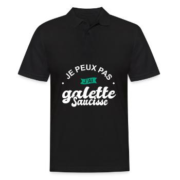 je peux pas j ai galette sausisse bretagne - Polo Homme - noir - Devant - Kai (181cm)