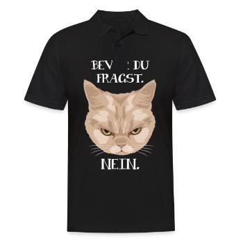 Grumpy Cat - Bevor du fragst_Nein (Katze) - Männer Poloshirt - Schwarz - Vorne - Kai (181cm)