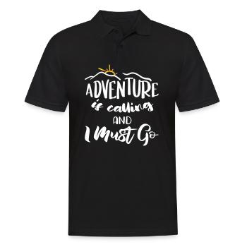 Adventure is calling and I must go - Fernweh Motif - Polo Homme - noir - Devant - Kai (181cm)