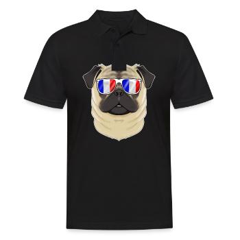 Pug France Sunglasses I French Flag - Men's Polo Shirt - black - Front - Kai (181cm)