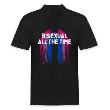 Bisexuel tout le temps Bi Citation Motivationnelle Bi - Polo Homme - noir - Devant - Kai (181cm)