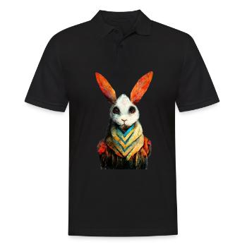 Peinture aquarelle de lapin #rabbit - Polo Homme - noir - Devant - Kai (181cm)