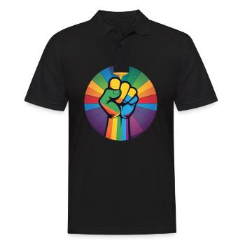 LGBTQ Hand - Regenbogen gay pride - Männer Poloshirt - Schwarz - Vorne - Kai (181cm)
