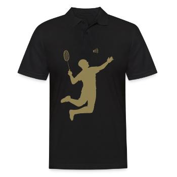 Minimalist Badminton Silhouette Design - Men's Polo Shirt - black - Front - Kai (181cm)