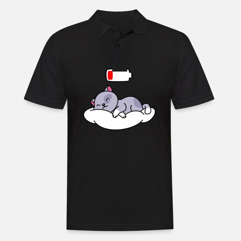 Katze Schlafen Niedlich - Männer Poloshirt - Schwarz