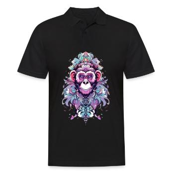 Mera Street Art Monkey Two - Men's Polo Shirt - black - Front - Kai (181cm)
