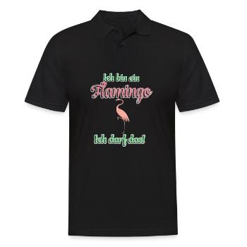 Ich bin ein Flamingo - Ich darf das! - Männer Poloshirt - Schwarz - Vorne - Kai (181cm)