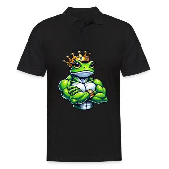Muskulöser Froschkönig Fitness Workout Training - Männer Poloshirt - Schwarz - Vorne - Kai (181cm)