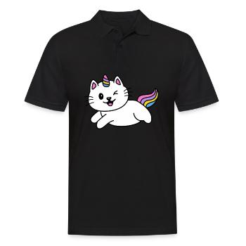 Chat Licorne mignon - Polo Homme - noir - Devant - Kai (181cm)