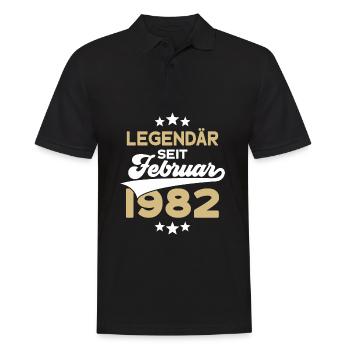44. GEBURTSTAG LEGENDÄR SEIT FEBRUAR 1982 LEGENDE - Männer Poloshirt - Schwarz - Vorne - Kai (181cm)