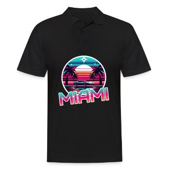 Miami Retro Wave 80er Jahre Vintage Design - Männer Poloshirt - Schwarz - Vorne - Kai (181cm)