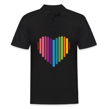 Coeur arc-en-ciel, Amour, Love is love, - Polo Homme - noir - Devant - Kai (181cm)