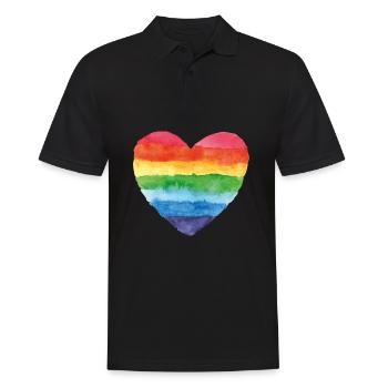 pride coloré arc-en-ciel csd gay amour coeur mariage love - Polo Homme - noir - Devant - Kai (181cm)