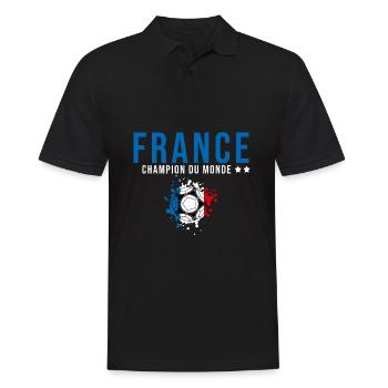France supporters équipe footbalL 2022 - Polo Homme - noir - Devant - Kai (181cm)