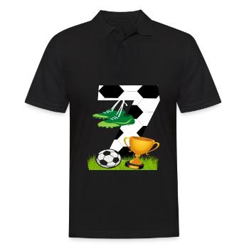 Fußball 7 Geburtstag Fußballspieler Fussball - Männer Poloshirt - Schwarz - Vorne - Kai (181cm)