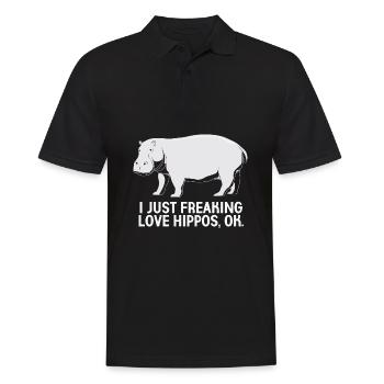 Nilpferd - Männer Poloshirt - Schwarz - Vorne - Kai (181cm)