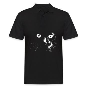 Katze Katzen Cat Haustier Love Geschenkidee - Männer Poloshirt - Schwarz - Vorne - Kai (181cm)
