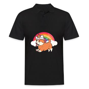 Licorne Corgi - Polo Homme - noir - Devant - Kai (181cm)