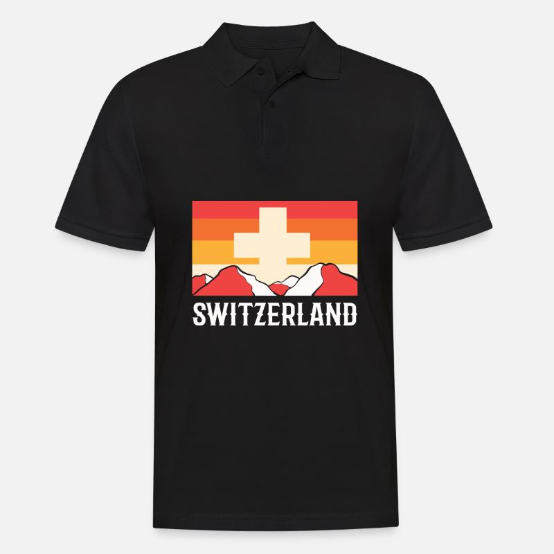 Schweiz - Männer Poloshirt - Schwarz