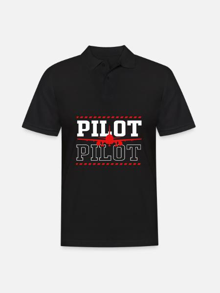 Pilot Flugzeug - Männer Poloshirt - Schwarz