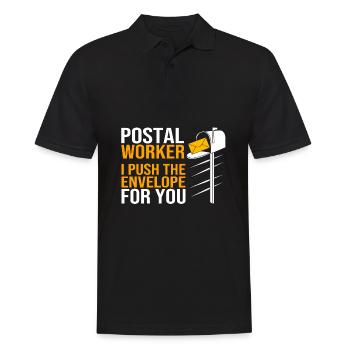 Postbote - Männer Poloshirt - Schwarz - Vorne - Kai (181cm)