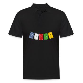 OM MA NI PADME HUM - Prayer Flags 1 - Männer Poloshirt - Schwarz - Vorne - Kai (181cm)