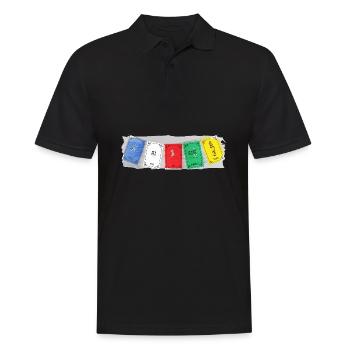 OM MA NI PADME HUM - Prayer Flags 3 - Männer Poloshirt - Schwarz - Vorne - Kai (181cm)
