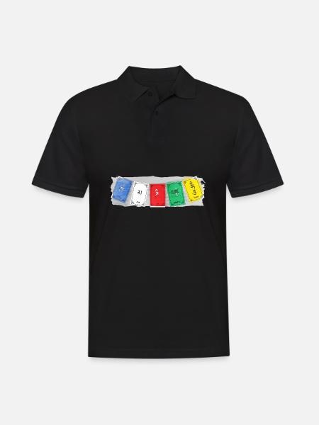 OM MA NI PADME HUM - Prayer Flags 3 - Männer Poloshirt - Schwarz