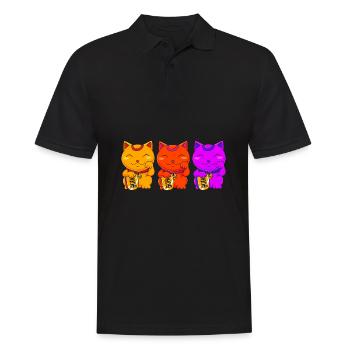 Maneki Neko Japan Glücksbringer - Männer Poloshirt - Schwarz - Vorne - Kai (181cm)