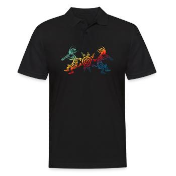 Native American Kokopelli Duo With Sun 2 - Männer Poloshirt - Schwarz - Vorne - Kai (181cm)