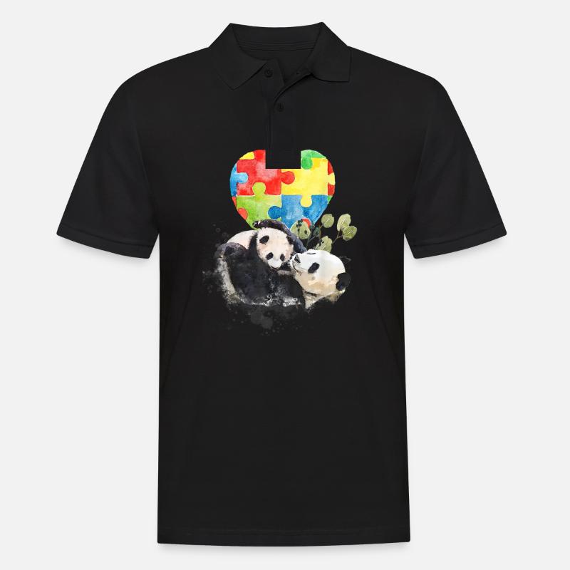 Panda Bunt Autismus Anders sein - Männer Poloshirt - Schwarz