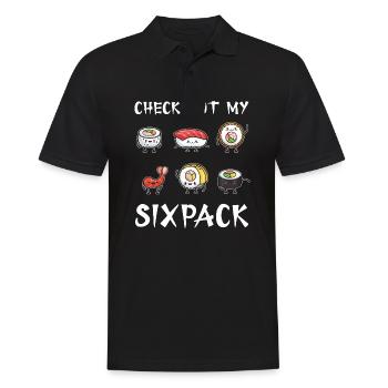 Sushi amusant Check Out My SIXpack Kawaii Japon - Polo Homme - noir - Devant - Kai (181cm)