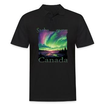 Saskatchewan Northern Lights in Grunge Style - Men's Polo Shirt - black - Front - Kai (181cm)