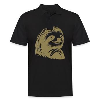 Reverent Sloth Face Portrait Silhouette - Men's Polo Shirt - black - Front - Kai (181cm)