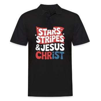 American Believer Christian July 4th Jesus - Men's Polo Shirt - black - Front - Kai (181cm)