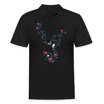 Birds And Magnolia II - Men's Polo Shirt - black - Front - Kai (181cm)