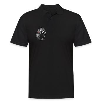 Igel und Gabel – Lustige, würzige Frisur - Männer Poloshirt - Schwarz - Vorne - Kai (181cm)