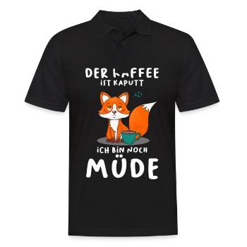Der Kaffee Ist Kaputt Ich Bin Noch Müde Fuchs - Männer Poloshirt - Schwarz - Vorne - Kai (181cm)