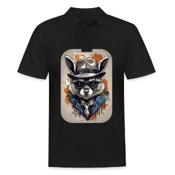 Raccoon Gangster Old School - Polo Homme - noir - Devant - Kai (181cm)