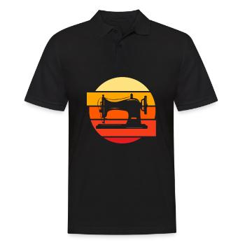 Couturière à la machine à coudre Retro - Polo Homme - noir - Devant - Kai (181cm)