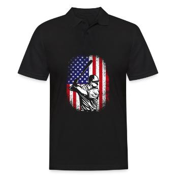 Baseball USA - Männer Poloshirt - Schwarz - Vorne - Kai (181cm)
