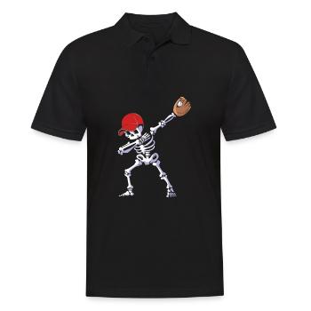 Baseball Skelett Halloween - Männer Poloshirt - Schwarz - Vorne - Kai (181cm)