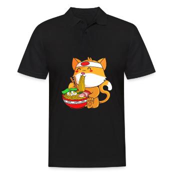 Maneki Neko Japan Glücksbringer - Männer Poloshirt - Schwarz - Vorne - Kai (181cm)