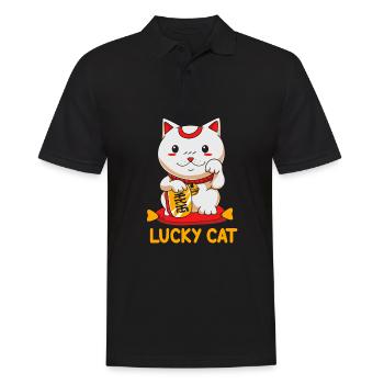 Maneki Neko Japan Glücksbringer - Männer Poloshirt - Schwarz - Vorne - Kai (181cm)
