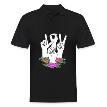 Sign language sign ASL deaf - Men's Polo Shirt - black - Front - Kai (181cm)